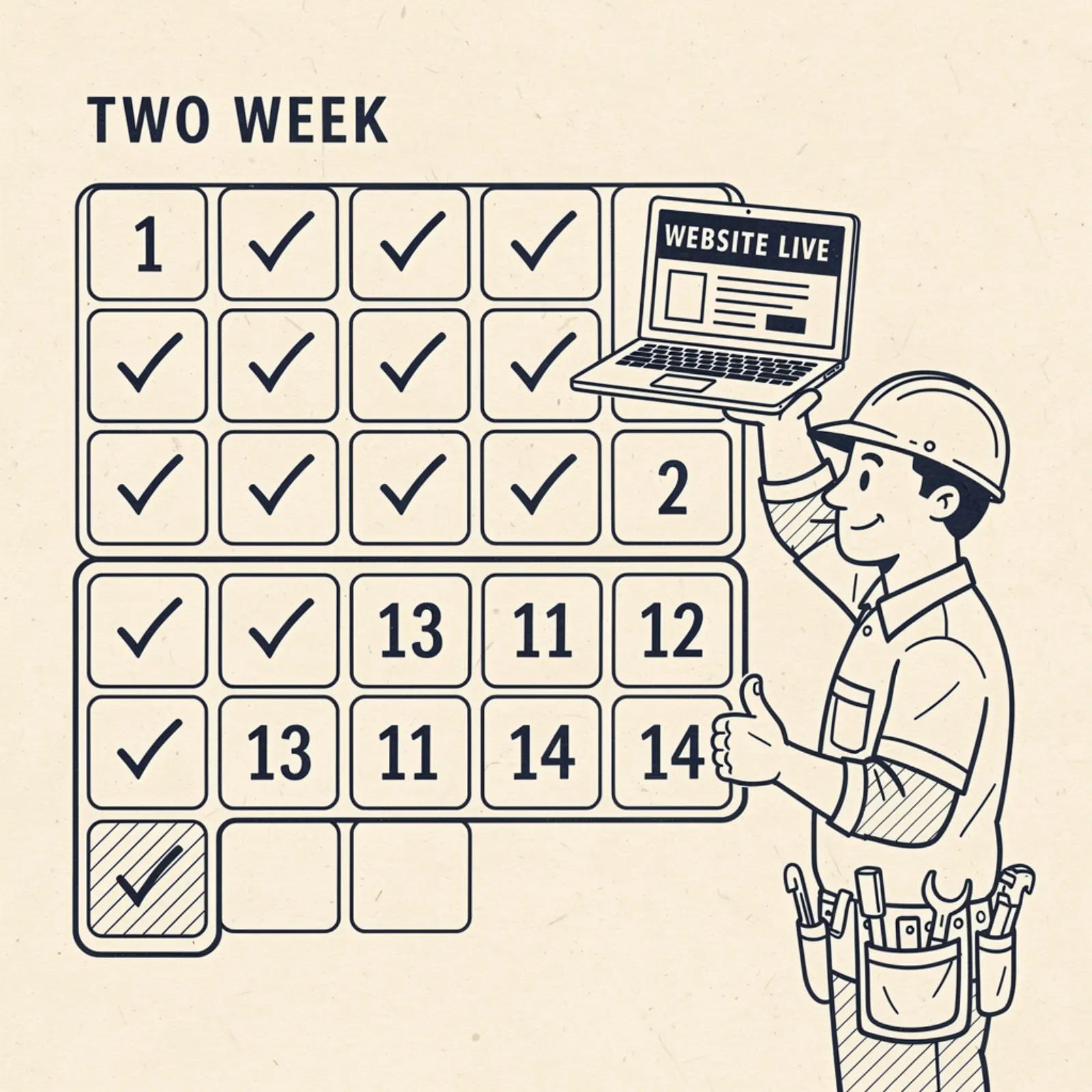 Project timeline calendar showing 3-day website launch process